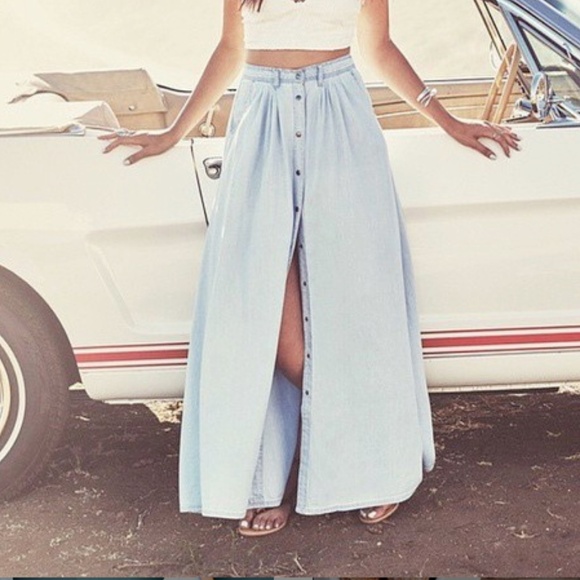 Pistola Denim Boho Maxi Skirt - Size Large - Picture 1 of 8